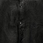 Sp5der Black Debossed Web Leather Jacket