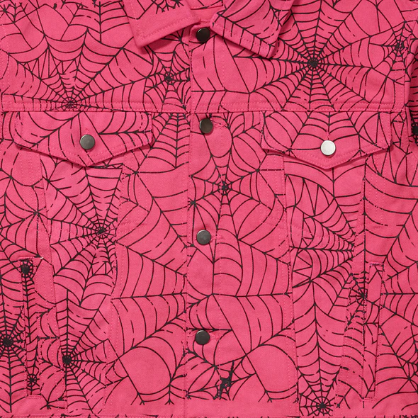 Sp5der Pink Aop Trucker Jacket