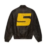 SP5DER SNAKE LEATHER VARSITY BOMBER JACKET