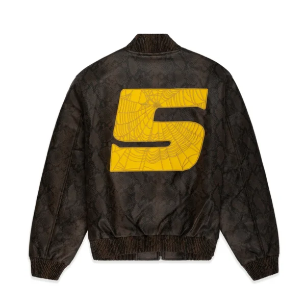 SP5DER SNAKE LEATHER VARSITY BOMBER JACKET