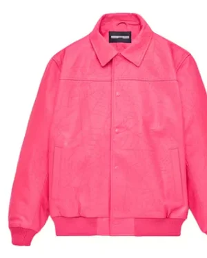 Sp5der Web Leather Jacket Pink