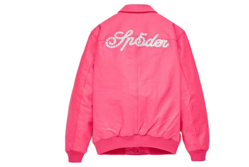 Sp5der Web Leather Jacket Pink