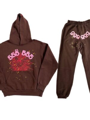 Sp5der Web Pattern Brown Sp5der 555 Tracksuit