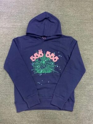 Sp5der Young Thug 555555 Angel Hoodies Blue