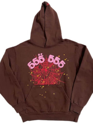 555 Printed Hoodie – Brown