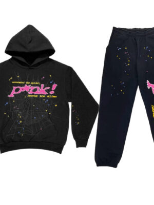 Black Pink Printed Tracksuit